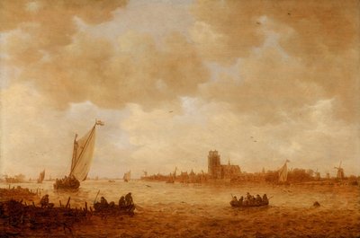 Uitzicht op Dordrecht met de Grote Kerk over de Maas door Jan Josephsz van Goyen